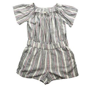 LOFT Linen Blend Striped Romper Size S